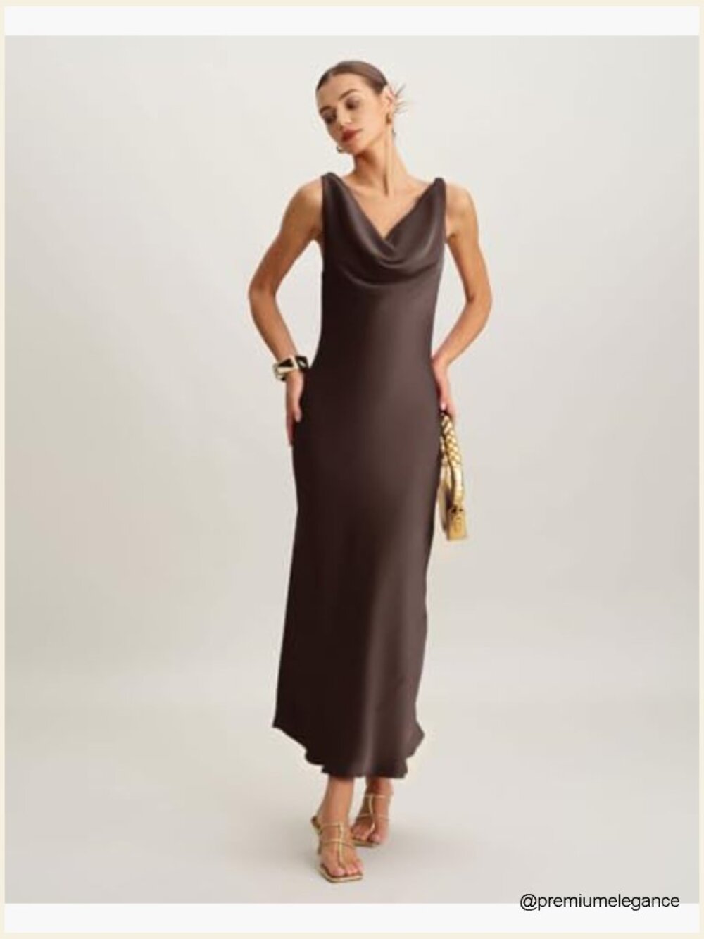 Elegant Cowl Neck Bodycon Maxi Dress Sleeveless Party - Picture 2 of 7